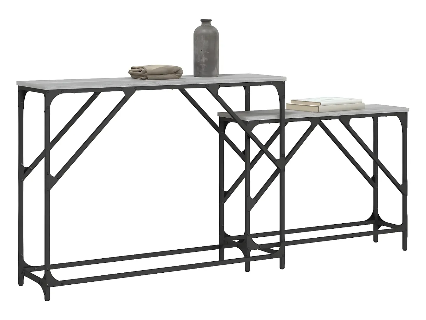 Mesas consola de encastrar 2 pcs deriv. madeira cinzento sonoma PT678445