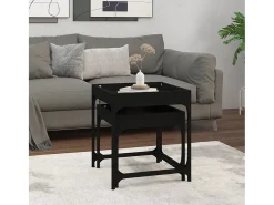 Mesas de apoio 2 pcs derivados de madeira preto PT899746