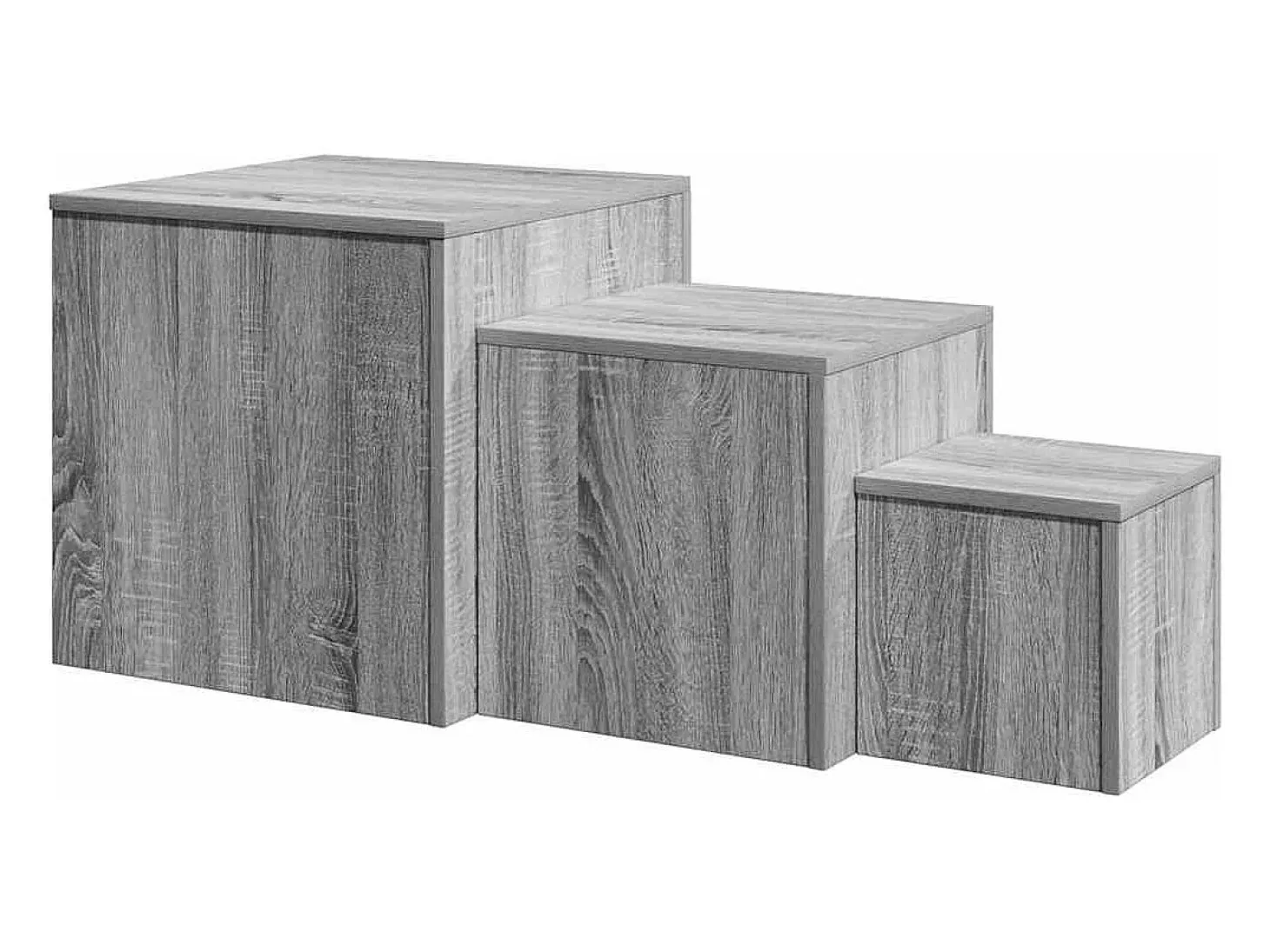 Mesas de apoio 3 pcs derivados de madeira cinzento sonoma