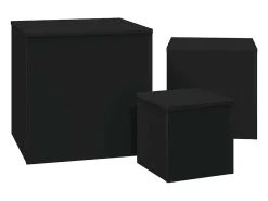 Mesas de apoio 3 pcs derivados de madeira preto
