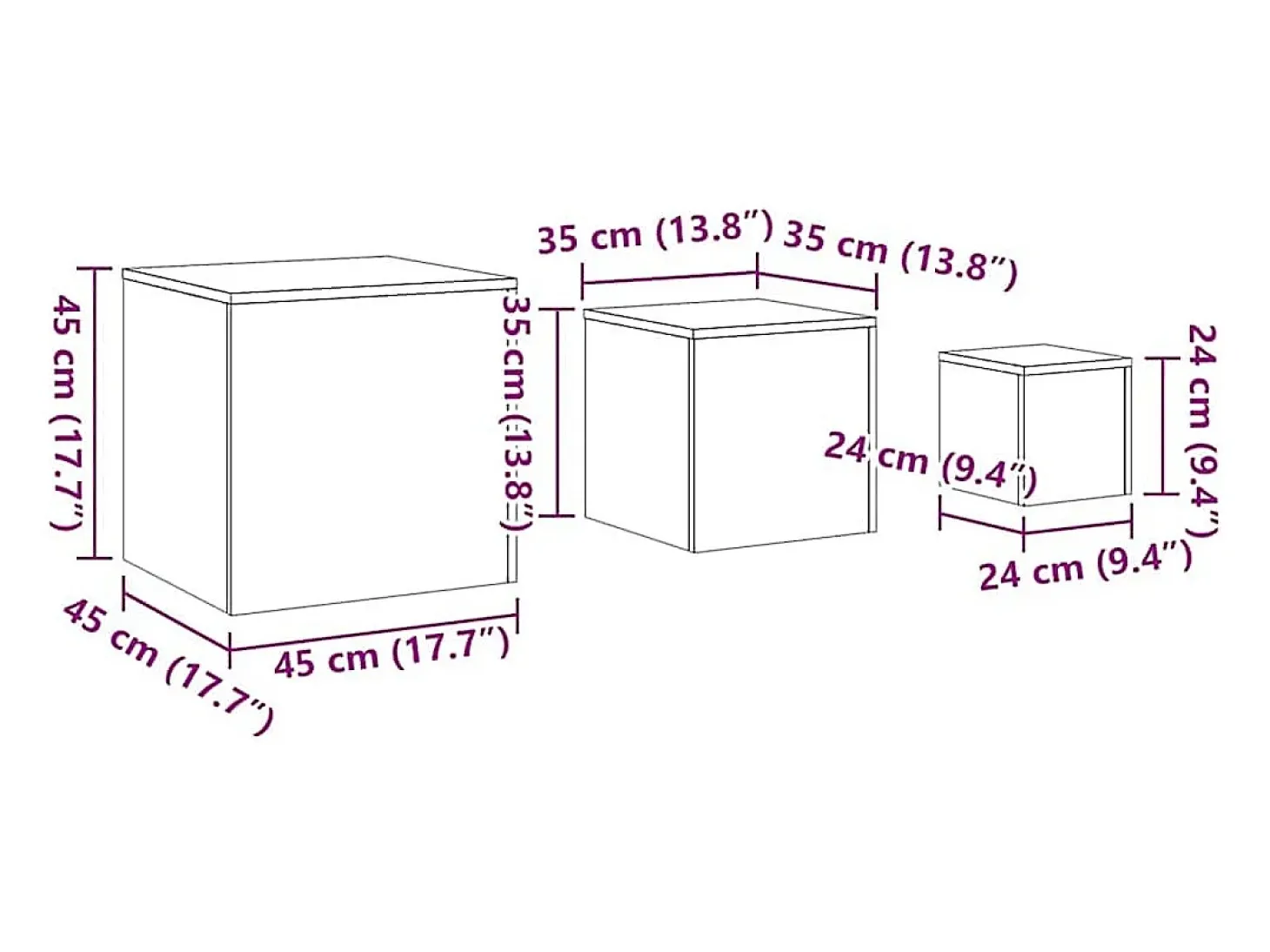 Mesas de apoio 3 pcs derivados de madeira preto