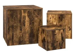 Mesas de apoio 3 pcs derivados de madeira cor carvalho fumado
