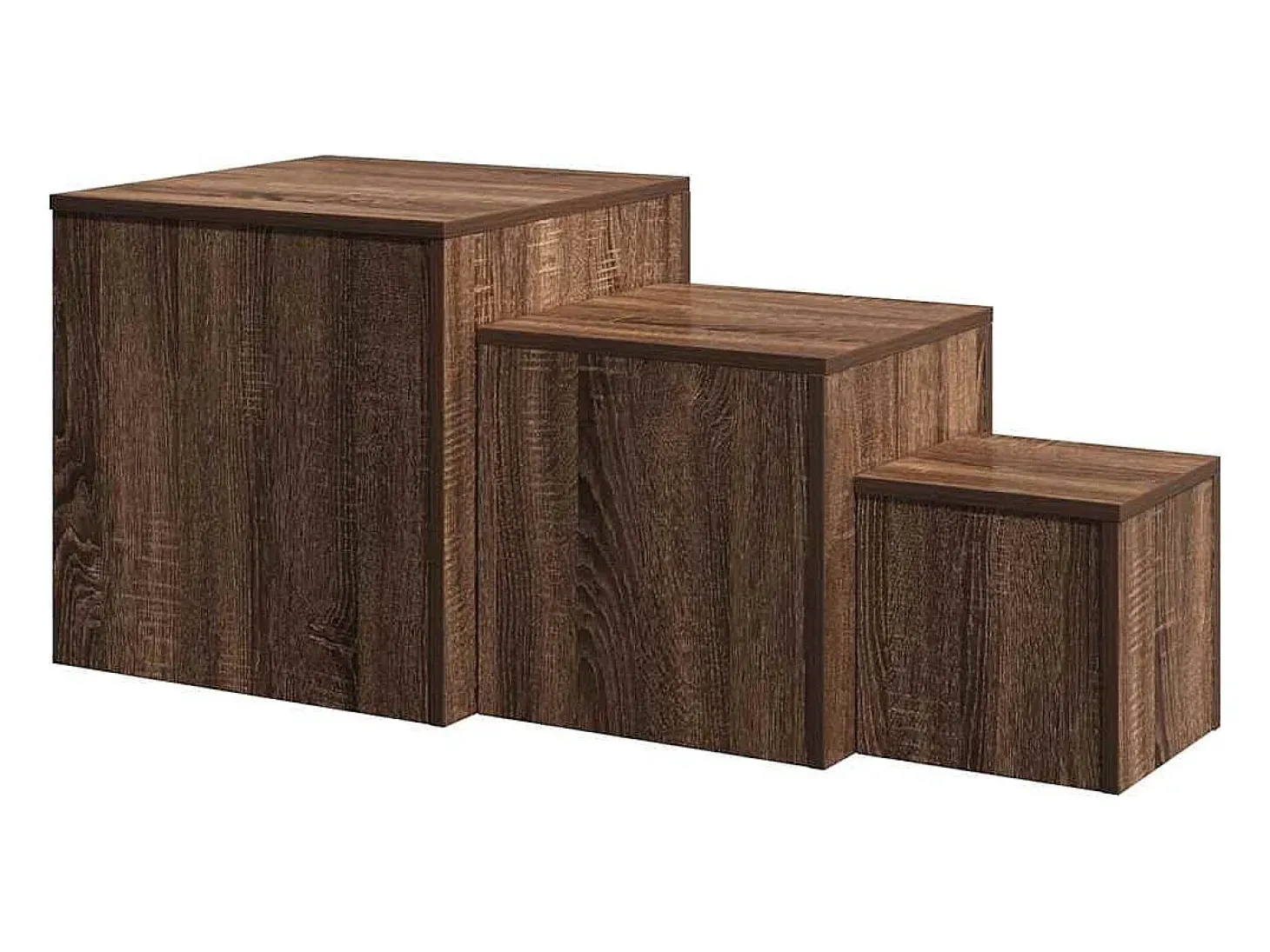 Mesas de apoio 3 pcs derivados de madeira cor carvalho castanho