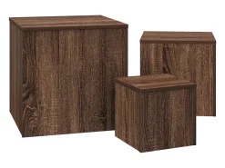 Mesas de apoio 3 pcs derivados de madeira cor carvalho castanho
