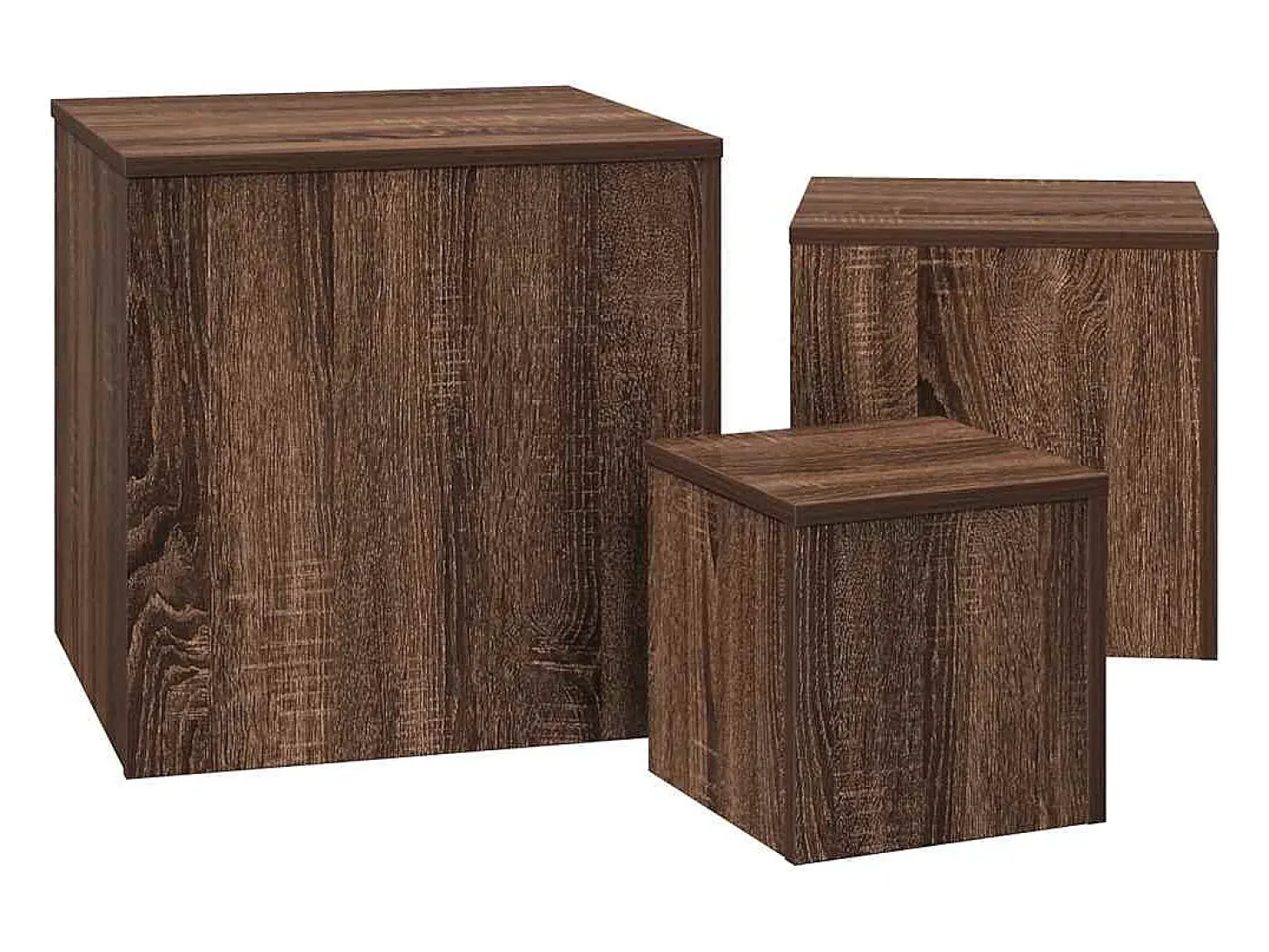 Mesas de apoio 3 pcs derivados de madeira cor carvalho castanho