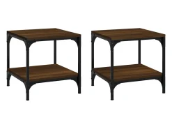 Mesas de apoio 2 pcs derivados madeira carvalho castanho