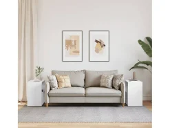 Mesas de apoio 2 pcs 50x30x50 cm derivados de madeira branco PT513774