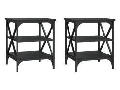 Mesas de apoio 2 pcs 40x42x50 cm derivados de madeira preto PT739738