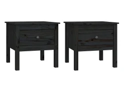 Mesas de apoio 2 pcs 50x50x49 cm madeira de pinho maciça preto PT142755