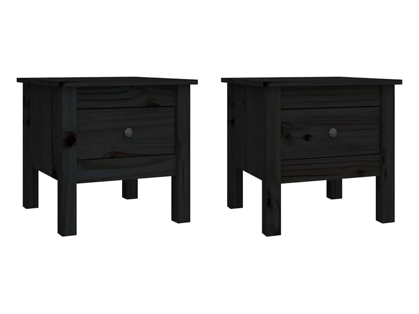 Mesas de apoio 2 pcs 40x40x39 cm madeira de pinho maciça preto PT734554