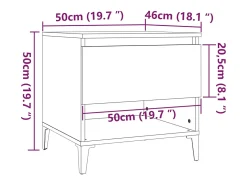 Mesas de apoio 2 pcs 50x46x50cm deriv. madeira branco brilhante