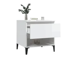 Mesas de apoio 2 pcs 50x46x50cm deriv. madeira branco brilhante