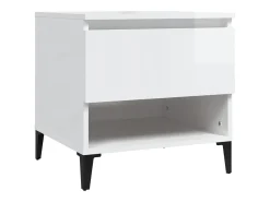 Mesas de apoio 2 pcs 50x46x50cm deriv. madeira branco brilhante
