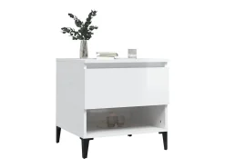 Mesas de apoio 2 pcs 50x46x50cm deriv. madeira branco brilhante