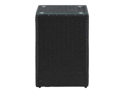 Mesas de apoio com tampo de vidro 3 pcs vime PE preto PT336357