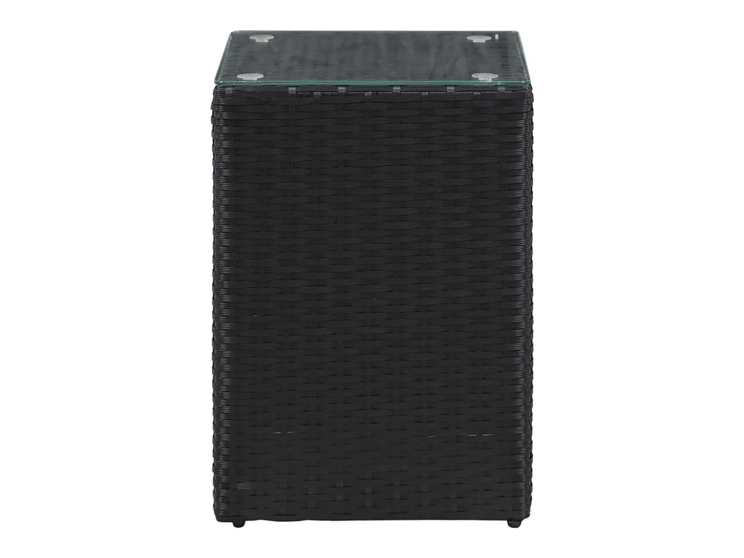 Mesas de apoio com tampo de vidro 3 pcs vime PE preto PT336357