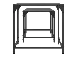 Mesas de Café Nesting 2 peças com tampo de vidro preto em aço PT370842