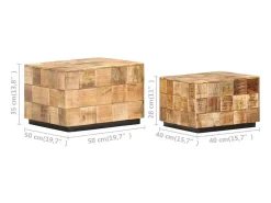 Mesas de centro 2 pcs c/ design blocos madeira mangueira áspera