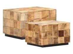 Mesas de centro 2 pcs c/ design blocos madeira mangueira áspera