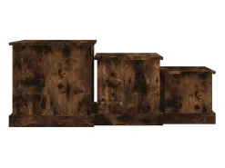 Mesas de centro 3 pcs derivados de madeira carvalho fumado