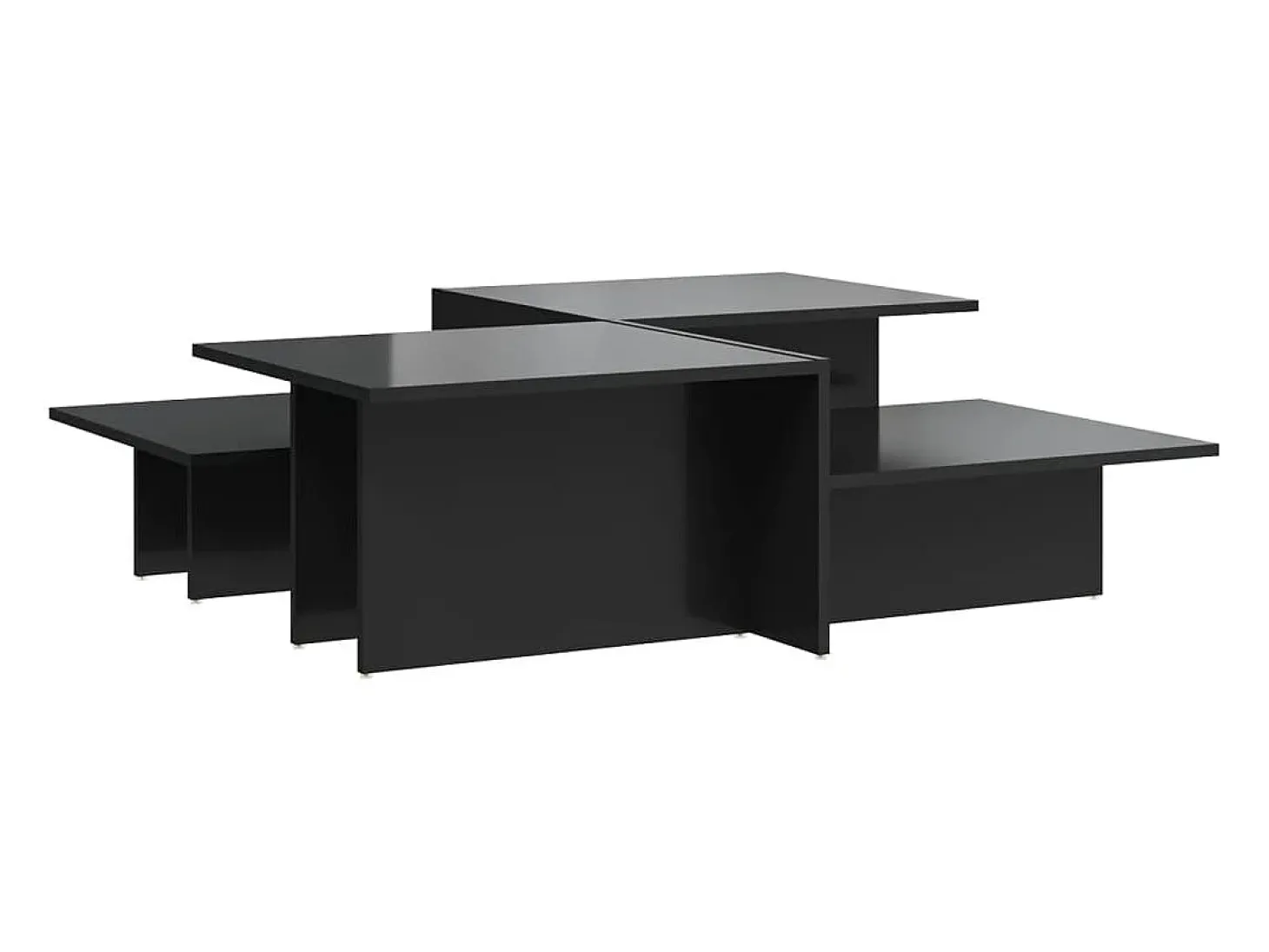 Mesas de centro 2 pcs derivados de madeira preto brilhante PT788242