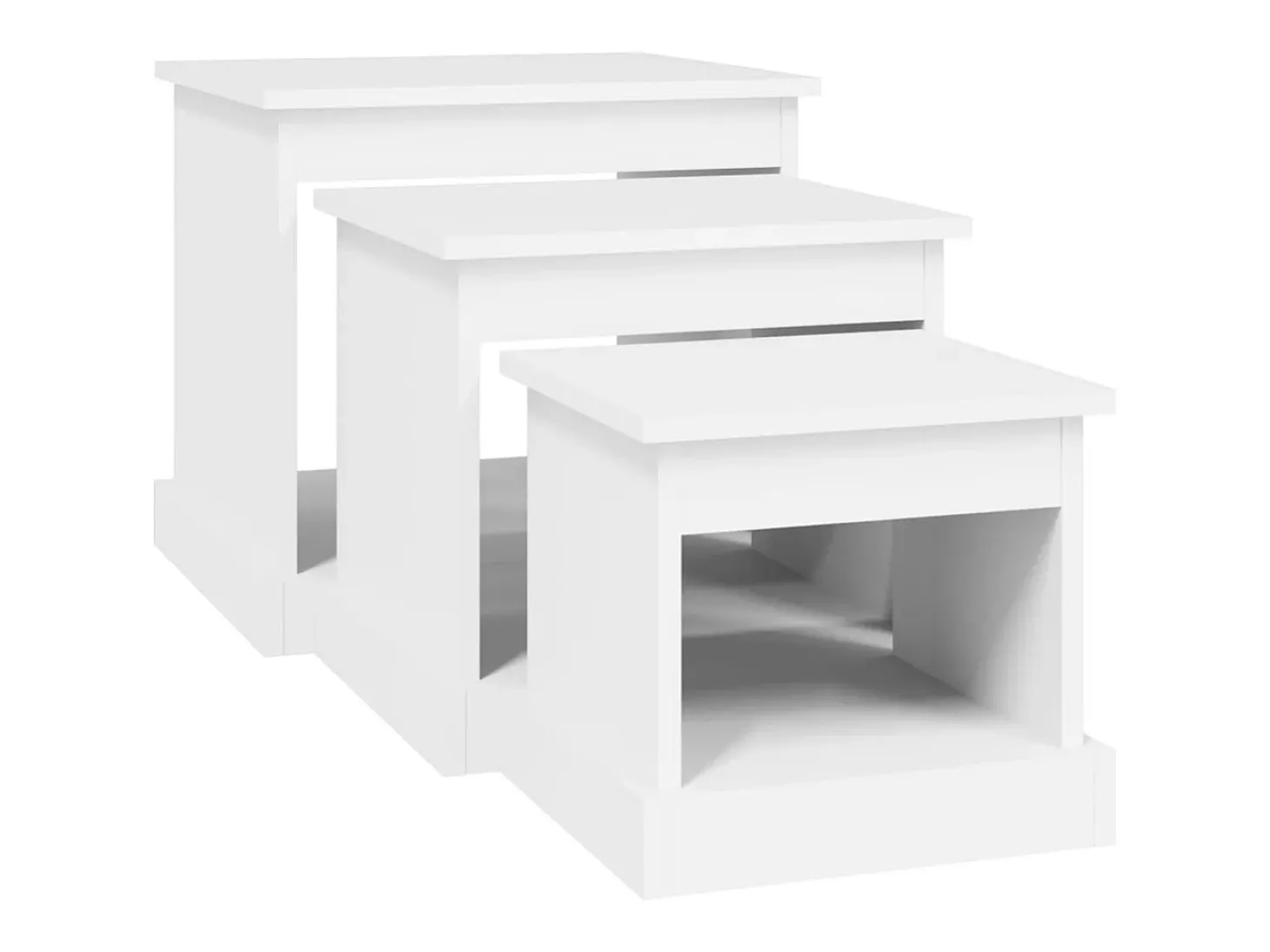 Mesas de centro 3 pcs derivados de madeira branco