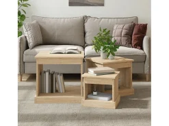 Mesas de centro 3 pcs derivados de madeira carvalho sonoma