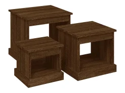 Mesas de centro 3 pcs derivados de madeira carvalho castanho