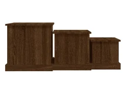 Mesas de centro 3 pcs derivados de madeira carvalho castanho