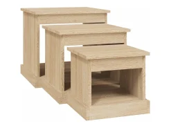 Mesas de centro 3 pcs derivados de madeira carvalho sonoma