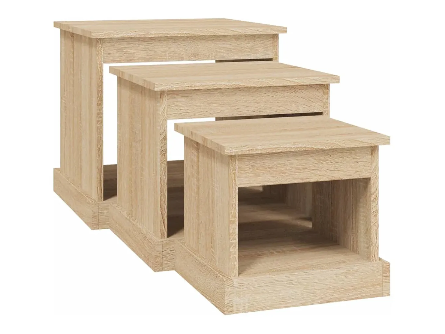 Mesas de centro 3 pcs derivados de madeira carvalho sonoma