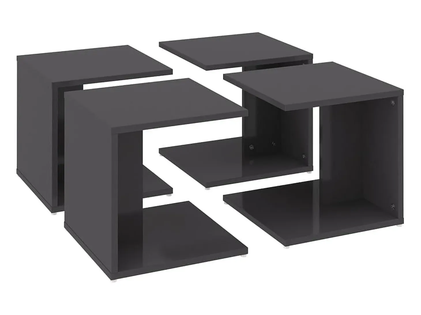 Mesas de centro 4 pcs derivados de madeira cinza brilhante