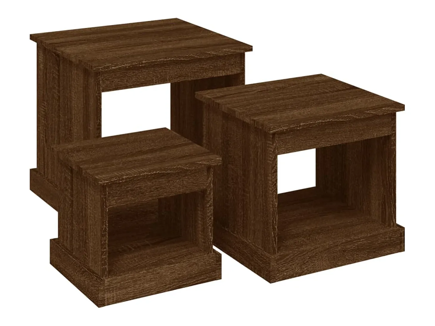 Mesas de centro 3 pcs derivados de madeira carvalho castanho PT127532