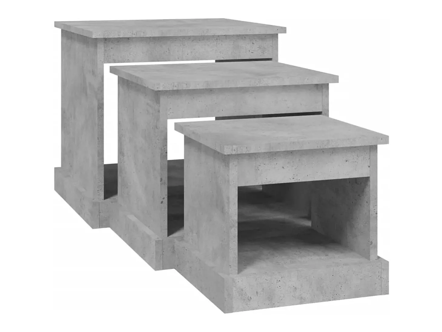 Mesas de centro 3 pcs derivados de madeira cinzento-cimento