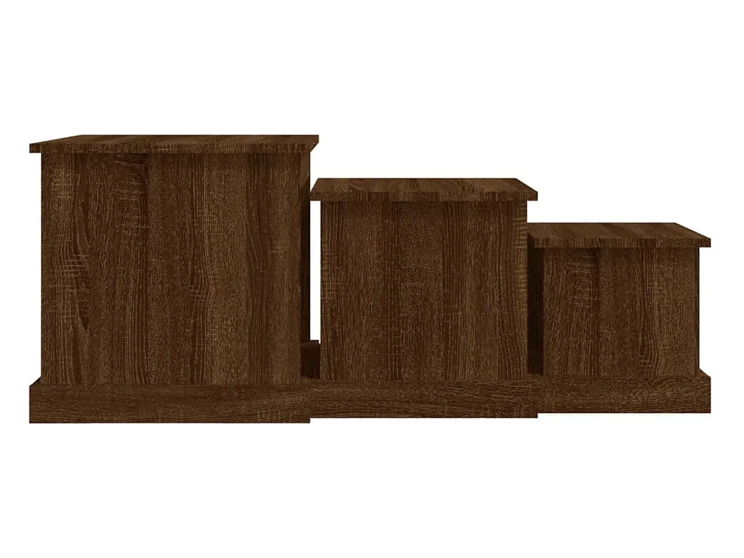 Mesas de centro 3 pcs derivados de madeira carvalho castanho