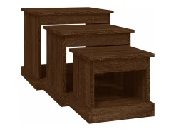 Mesas de centro 3 pcs derivados de madeira carvalho castanho