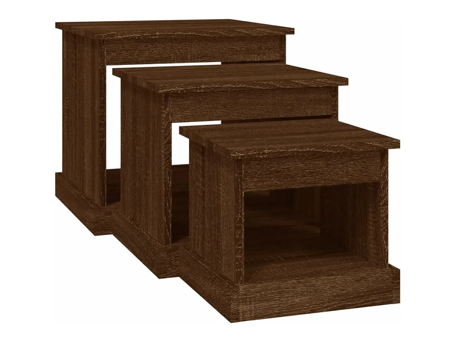 Mesas de centro 3 pcs derivados de madeira carvalho castanho