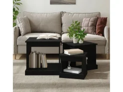 Mesas de centro 3 pcs derivados de madeira preto