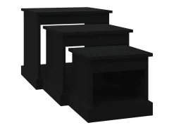 Mesas de centro 3 pcs derivados de madeira preto