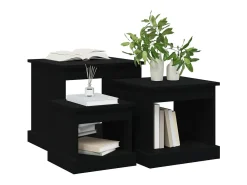Mesas de centro 3 pcs derivados de madeira preto