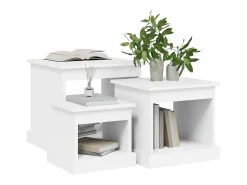 Mesas de centro 3 pcs derivados de madeira branco
