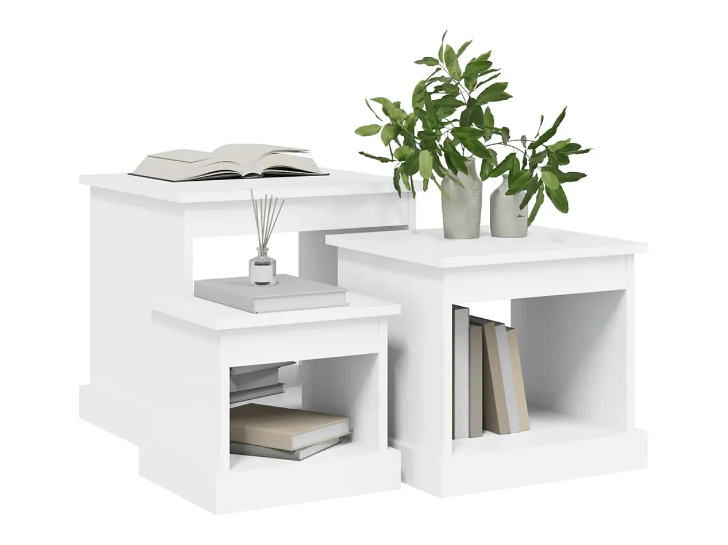 Mesas de centro 3 pcs derivados de madeira branco
