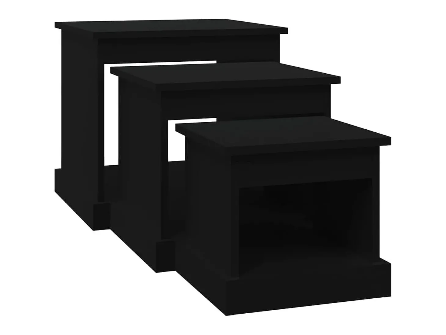 Mesas de centro 3 pcs derivados de madeira preto PT391818