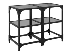 Mesas de centro c/ tampo em vidro preto 2 pcs 30x30x45 cm aço PT632794