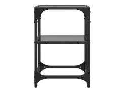 Mesas de centro c/ tampo em vidro preto 2 pcs 30x30x45 cm aço PT632794