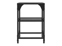 Mesas de centro c/ tampo em vidro preto 2 pcs 30x30x45 cm aço PT632794