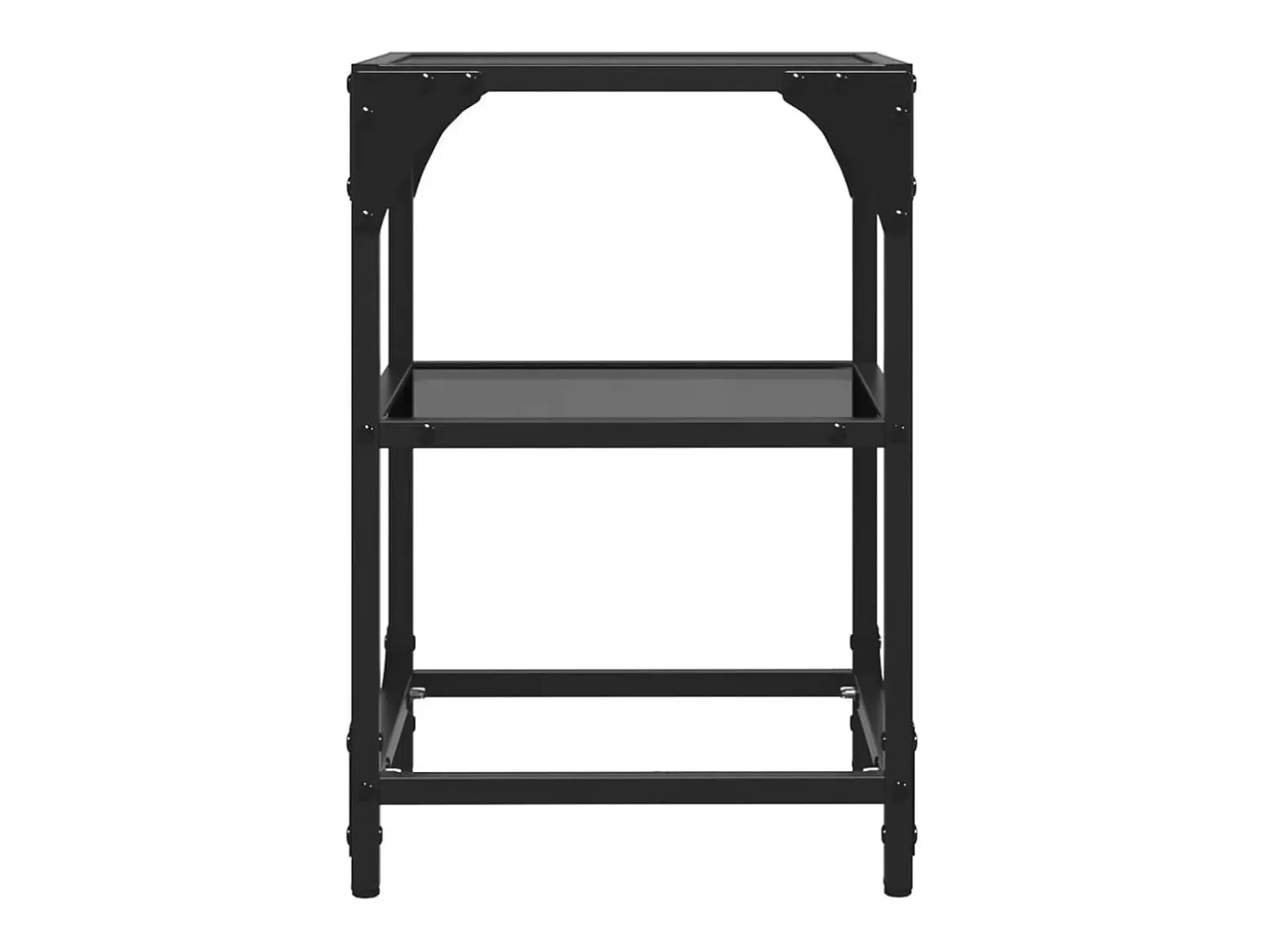 Mesas de centro c/ tampo em vidro preto 2 pcs 30x30x45 cm aço PT632794