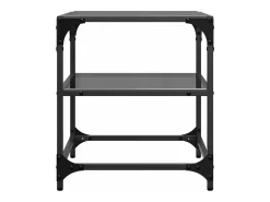 Mesas de centro c/ topo em vidro preto 2 pcs 40x40x45 cm aço
