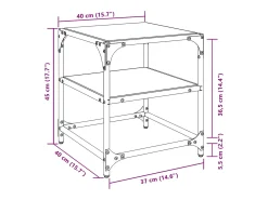 Mesas de centro c/ topo em vidro preto 2 pcs 40x40x45 cm aço