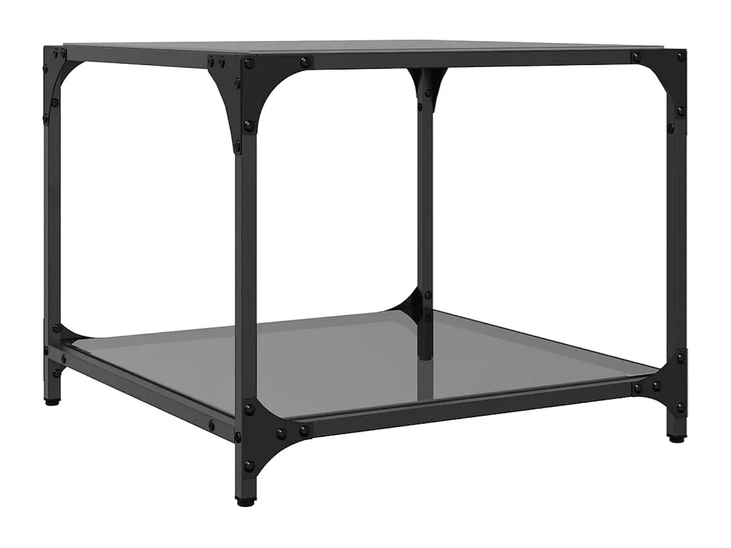 Mesas de centro c/ topo em vidro preto 2 pcs 50x50x40 cm aço